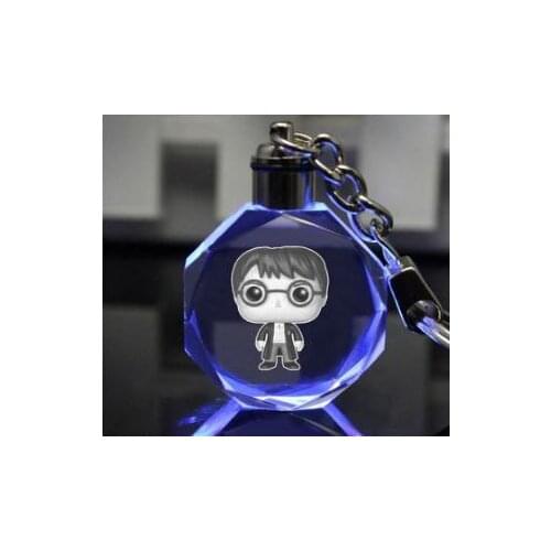 Harri Crystal Seven-color Light Pendant Potter Octagonal LED Keychain for Adults and Children