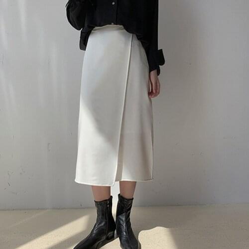 2020 Autumn New Women Suit Skirt Draped Solid Vintage Casual All-match Elegant Female Office Lady High Waist Thin Simple A-line