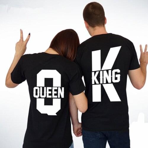 Women Men 2018 Summer New Tops King Queen Casual Loose Couple Clothes White Matching Lovers Unisex T-shirt Short Sleeve T Shirts