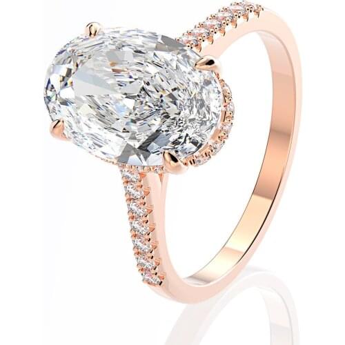 925 Sliver Sterling oval Diamond Stone Rings for Women Drilled White Topaz Bizuteria Anillos Gemstone Sliver S925 Jewelry Ring