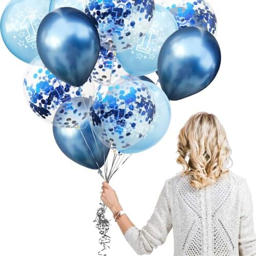 ZLJQ 1st Boy Gilr Happy Birthday Confetti Balloon First Birthday Decoration Latex Helium Balloon Perfect For Baby Party Supplies