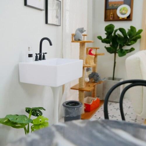 1:6 Doll House Mini Model Furniture Accessories Sink, Basin, Faucet Small Parts,not for Children Under 3 Years Plastic Unisex