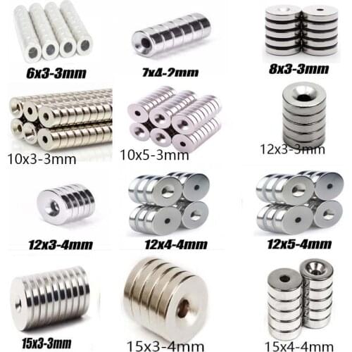 10/20/25pcs Neodymium Magnets Dia 6mm-15mm Hole 2/3/4mm Countersunk Ring Hole Rare Earth Strong Crafts Magnet