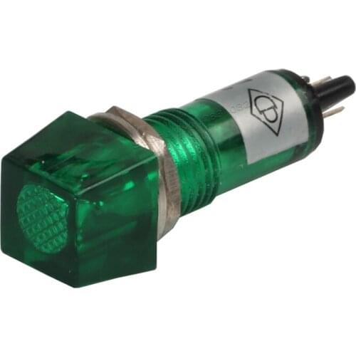 10pcs 10mm Signal lamp square head indicator light Green 24VDC 220VAC pilot lamp warning light NHC 2 pin terminal