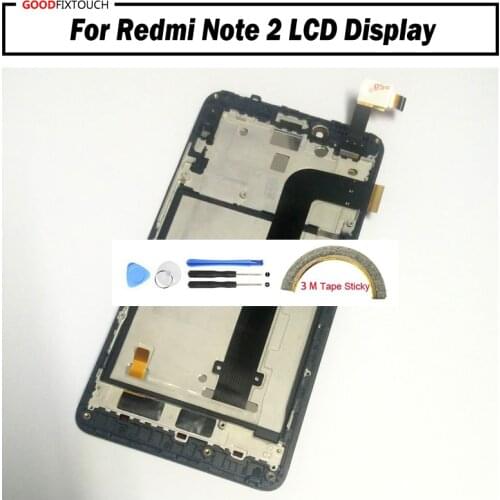 100% Test For Xiaomi Hongmi Note2 Redmi Note 2 LCD Display + Frame Digitizer Panel Touch Screen Assembly with frame + free tools
