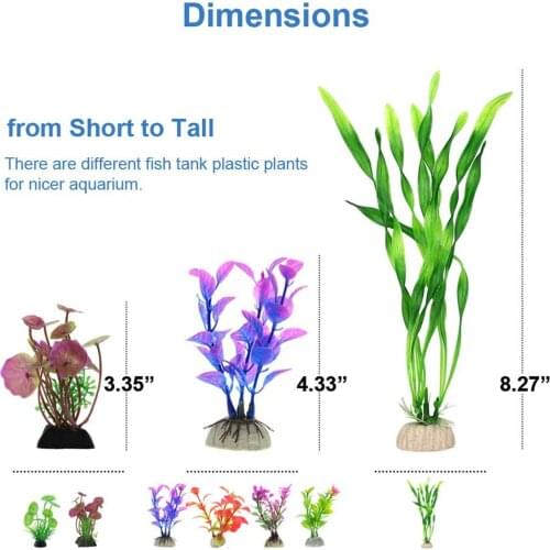 12x Aquarium Ornament Artificial Plant Statue Fish Tank Fishbowl Shelter