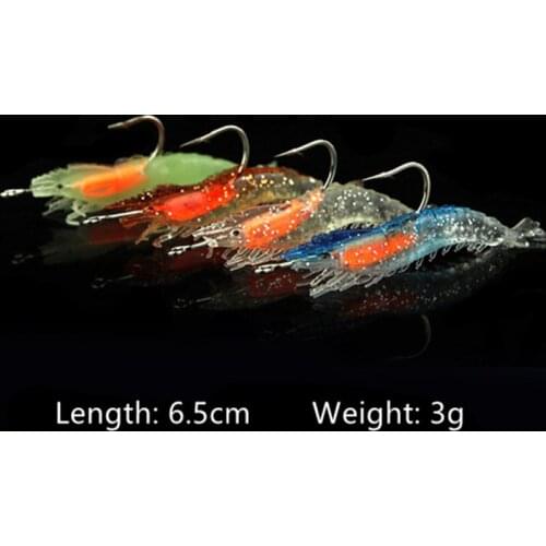 2pcs 3g luminous shrimp baits artificial Fake shrimp lead with simulation sea fishing bait Fishing Accessories
