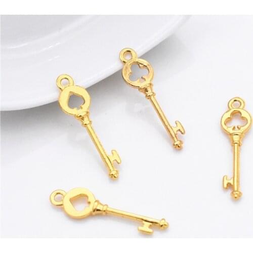 20pcs/lot 28x7mm 2 Style Gold Color Plated Key Charm Pendant DIY Handmade Jewelry Accessories