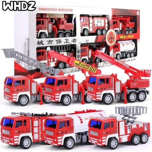 3pcs Childrens Fall-resistant Fire Truck Toy Set Ladder Truck Lift Sprinkler Fireman Engineering Truck Toy Educational Toys