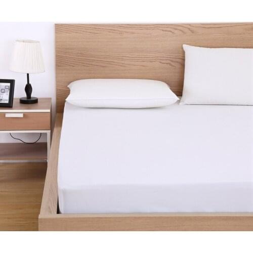 50) 100% Polyester Bed Sheet Solid Color Fitted Sheet Polyester Sheets on An Elastic Band 140X200CM 150X200CM