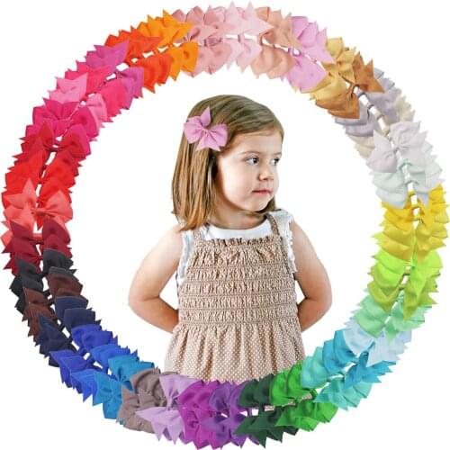 80pcs/lot 3.5 inch Hair Bows for Girls Grosgrain Ribbon Barrettes Hair Accessories for Baby Girls Hair Clips 40 Colors in Pair