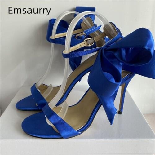 Side Butterfly-knot Gladiator Sandals Women Luxury Satin One-strap Cover Heels 10cm Thin High Heel Summer 2021 Shoes Woman