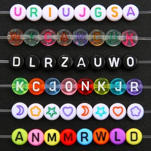 100PCs Fashion Jewelry Flat Shape Acrylic Letter Beads For Jewelry Making Women Children DIY Craft Bracelet Necklace
