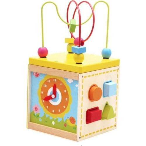 Kids Wooden Roller Coaster Circle First Beads Maze Shape Match Games Animal Slot Clock Multi Function Montossori Educational Toy