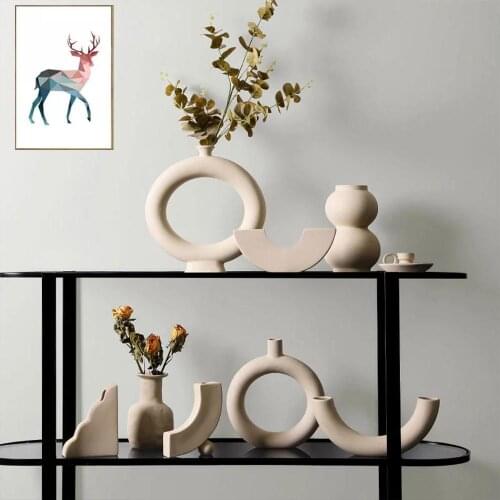 Nordic Ceramic Vase Home Decoration Decoration White Vegetarian Ceramic Flower Pot Art Vase Home Decoration Craft Gift