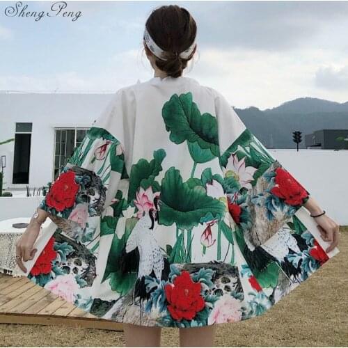 Kimono cardigan japanese japan beach kimono shirt femme traditional 2020 japanese kimono traditional robe ladies Q842