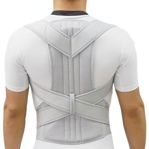 Silver Posture Corrector Scoliosis Back Brace Spine Corset Belt Shoulder Therapy Support Poor Posture Correction Belt Men Women
