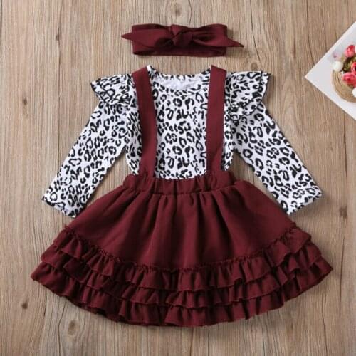 0-24M Leopard Newborn Infant Baby Girl Clothes Set Autumn Spring Long Sleeve Romper Ruffles Skirts Outfit Baby Girl Costumes