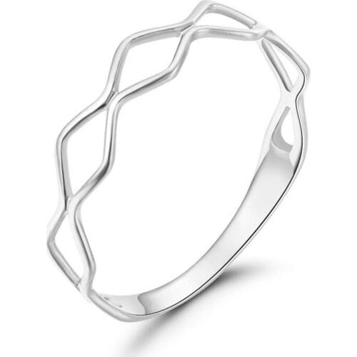 EDI 14K White Gold Tail Ring Lace Design Eternal Wedding Band Jewelry For Women Party Birthday Gift