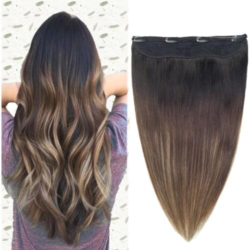 Hot Selling High Quality Wholesale Price Fish-Line-Wire Human Hair in Stock Straight Remy Human Hair Halo Human Hair Extensions