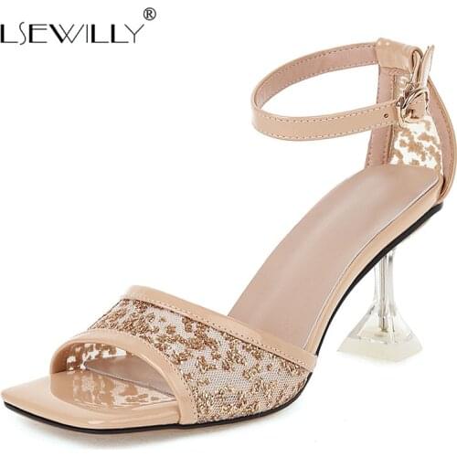 Lsewilly 2021 Hot Sale Shoes Women Sandals Solid Colors Summer Buckle High Heels Sandals Classic Party Shoes Lady Size 34-43