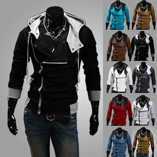 Men Casual Long Sleeve Slim Fit Size Zipper Hoodies Sweatshirt Jacket Outwear