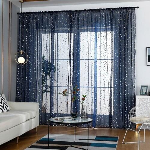 New Curtain Living Room Window Finished Product Tulle Sheer Printing Modern Window Treatments Voile Curtain