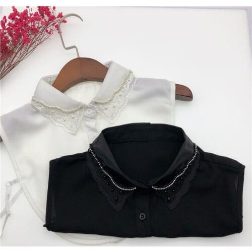 Autumn Winter Shirt Detachable Collar Female Half Shirt Embroidery Handmade Beads Fake Collar False Collar Necklace Nep Kraagie