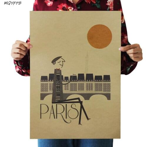 Paris at dusk Kraft Paper Poster Home Room Decoration Painting Core 50.5x35cm