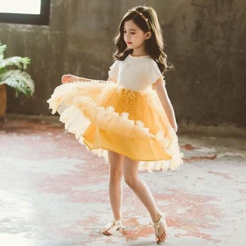 Princess Dress New Summer Fashion Girls Striped Ball Gown Dress Elegant Baby Girl Kids Birthday Party Dresses Toddlers Clothes