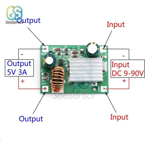 DC 9V 12V 24V 36V 48V 72V 84V 120V to 5V 12V 3A Step Down Module Power Supply DC DC Converter Non-isolated Buck Converter