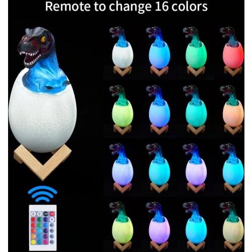 LED Night Light Bedside Lamp Pat Remote Control Rechargeable Table Lamp For Child 3D Printing Dinosaur Egg Lamp Touch Sensor