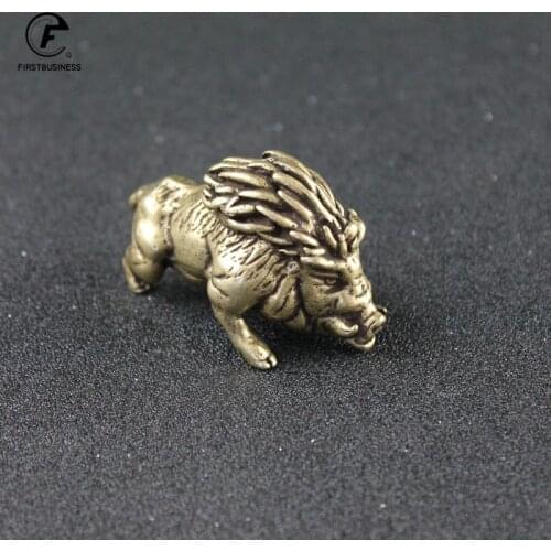 Vintage Copper Small Wild Boar Figurines Retro Brass Animal Crafts Ornaments Tea Pet Desk Decoration Home Decor Accessories Gift