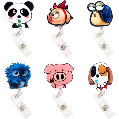 Cute Big Eye Animal Style Retractable Badge Reel For Nurse&Doctor Card Holder Office&Hospital Supplies Boy&Girl Name Card