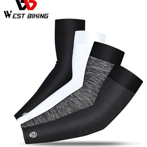 WEST BIKING Sports Arm Sleeves Ice Fabric UV Protection Cycling Running Basketball Arm Warmer Outdoor Fitness Compression Sleeve