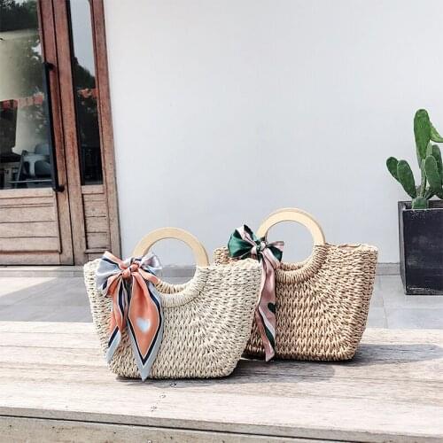 Female Bag Summer High-Capacity White Handbags Small Shoulder Bag Beach Vacation Beach Travel Weaving Straw Bags For Women