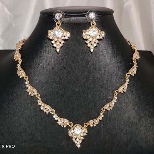 Womens Jewelry Set Bridesmaid Jewelry Gift Crystal Necklace Set Earring Set Accessories
