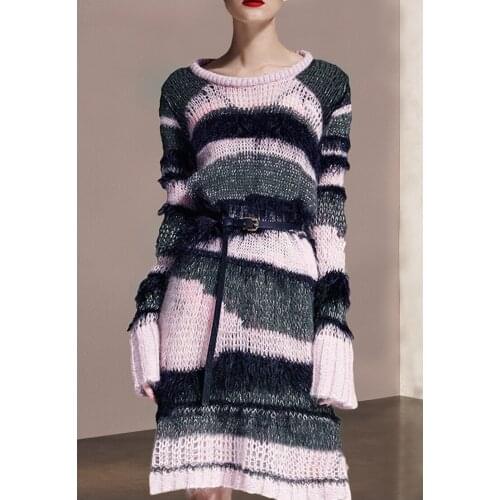 See Orange Women Sweater Dress For Winter Long Sleeve Striped Sweater Sexy Lady Christmas Dresses Vestidos SO2410