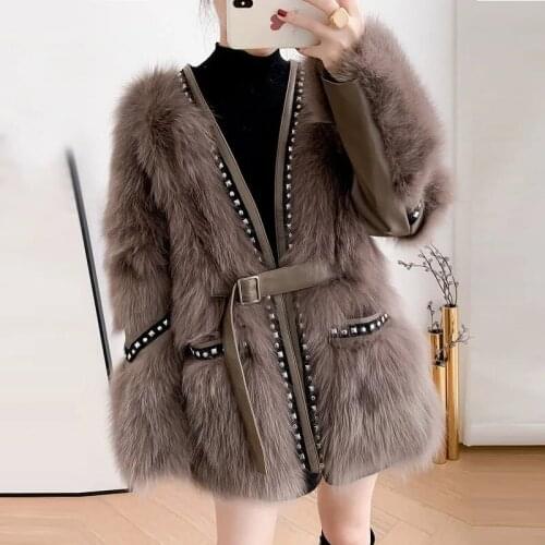 Winter Female Faux Rivet Short Fur Coat Ladies Jacket High Quality 2021 New Haining Imitation Fox Fur Coat Jacket Fashion 780