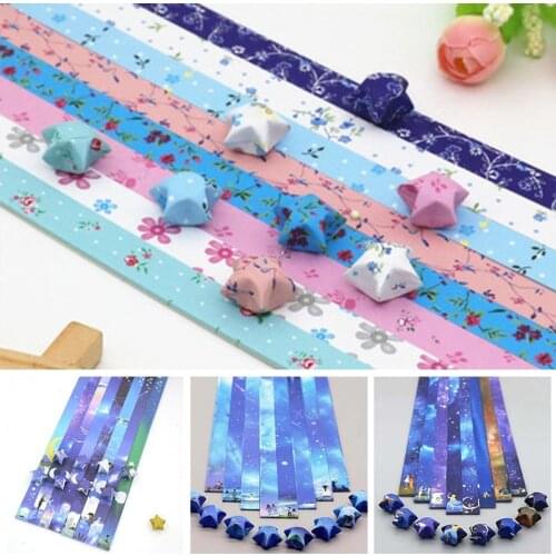 136 Pcs Mixed Sky Universe Pattern Paper Strips for Lucky Wish Star DIY Origami Folding Gift Craft Paper Decoration Supplies