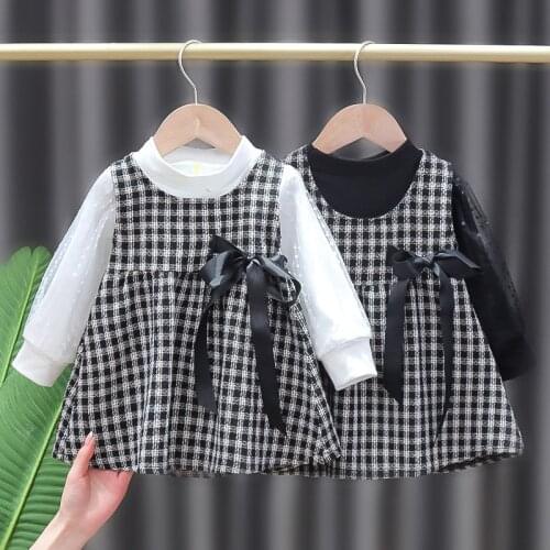 2021 Autumn Fashion Baby Girl Clothes Long Sleeve Dress For Girls Children Clothes Girl Sweater Dress Child Clothing For 2-6 Age