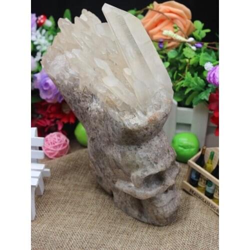 2163g Tibets natural clear quartz crystal skull specimen A888