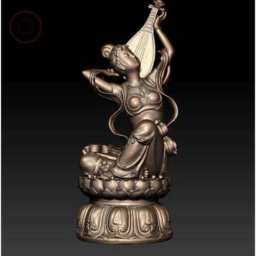 3d model relief for cnc in STL file format Women play Chinese lute