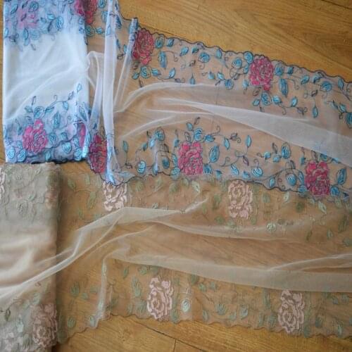 5Meters 33cm Width Pink Flowers Lace Trim Floral Bra Underwear Clothes Accessories Dress Sewing Applique Lingerie Fabrics