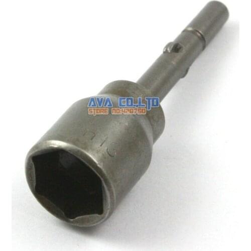 5 Pieces 13mm Hex Socket Nut Setter Driver Bit S2 Steel 6mm Round Shaft 65mm Long