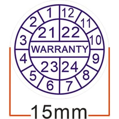 500pcs/lot Warranty sealing label crispness sticker void if damaged, with years and months, Diameter for 15 mm Free shipping