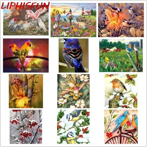 5D Diy Diamond Painting Full Drill Square/round Rhinestone Diamond Embroidery Cross Stitch Home Decor birds winter landscape