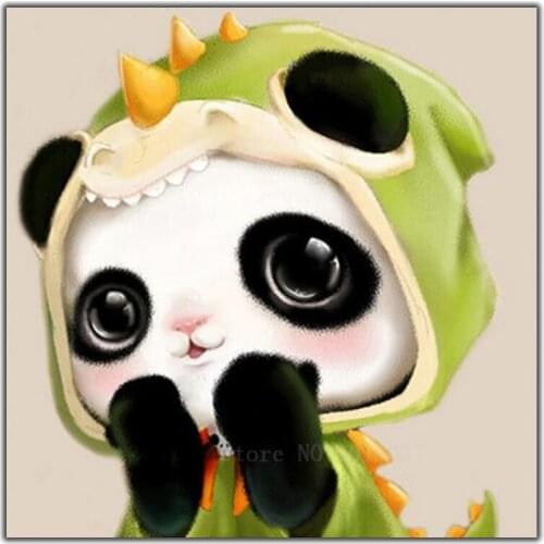 Diy Diamond Painting Cross Stitch Panda Baby Wearing Clothes Needlework Diamond Embroidery Full Square Mosaic Decoration Resin