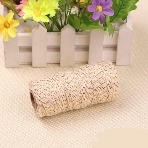 White and gold 8ply 1.5MM-2MM Cotton Bakers Twine 200Meter Bakers Twine Gift Packing Twine for Crafting Fabric string Cord
