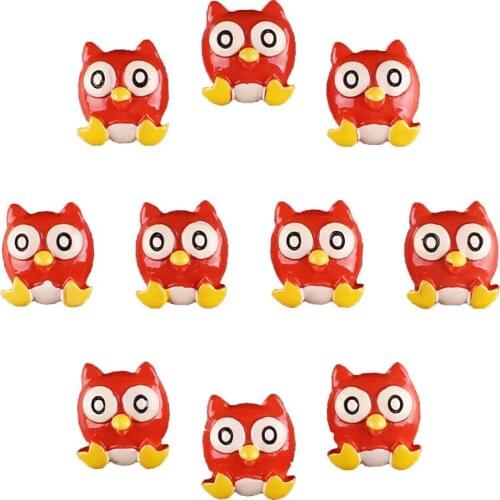 Bulk 50pcs 3D Lovely Red Owl Flatback Resin Scrapbooking Hair Bow Center Crafts Embellishment Flatback Charms Cabachons